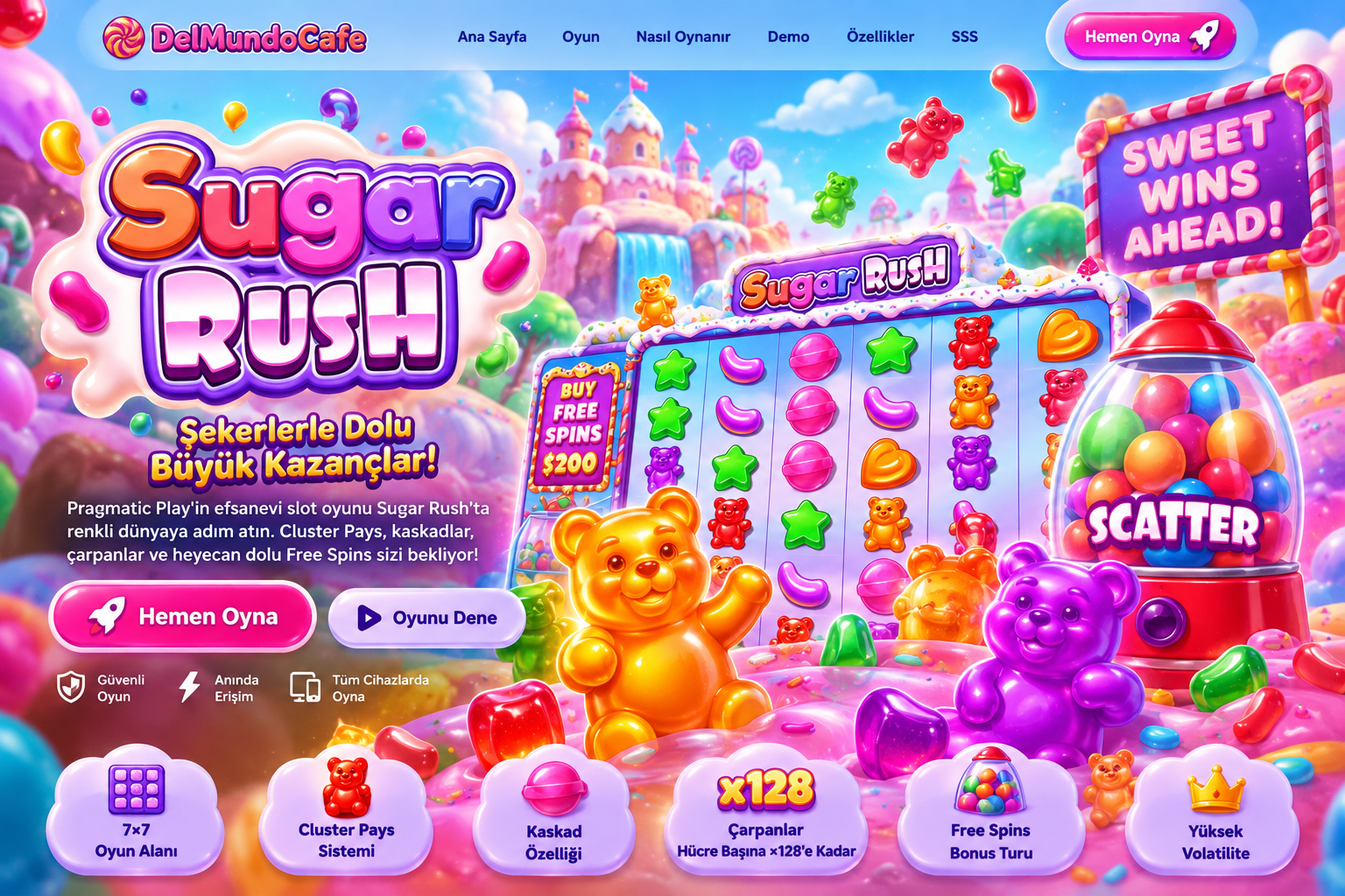Sugar Rush şeker dünyası ve oyun özellikleri